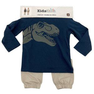 Kids Headquarters | Boy's Dinosaur Clothing Set | 3 Pack | Navy & Grey | Size 3